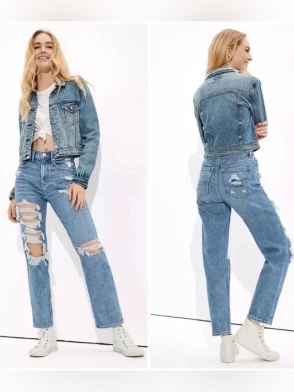 American Eagle Highest Rise 90s Boyfriend Jeans 2 Reg Distressed Slouchy